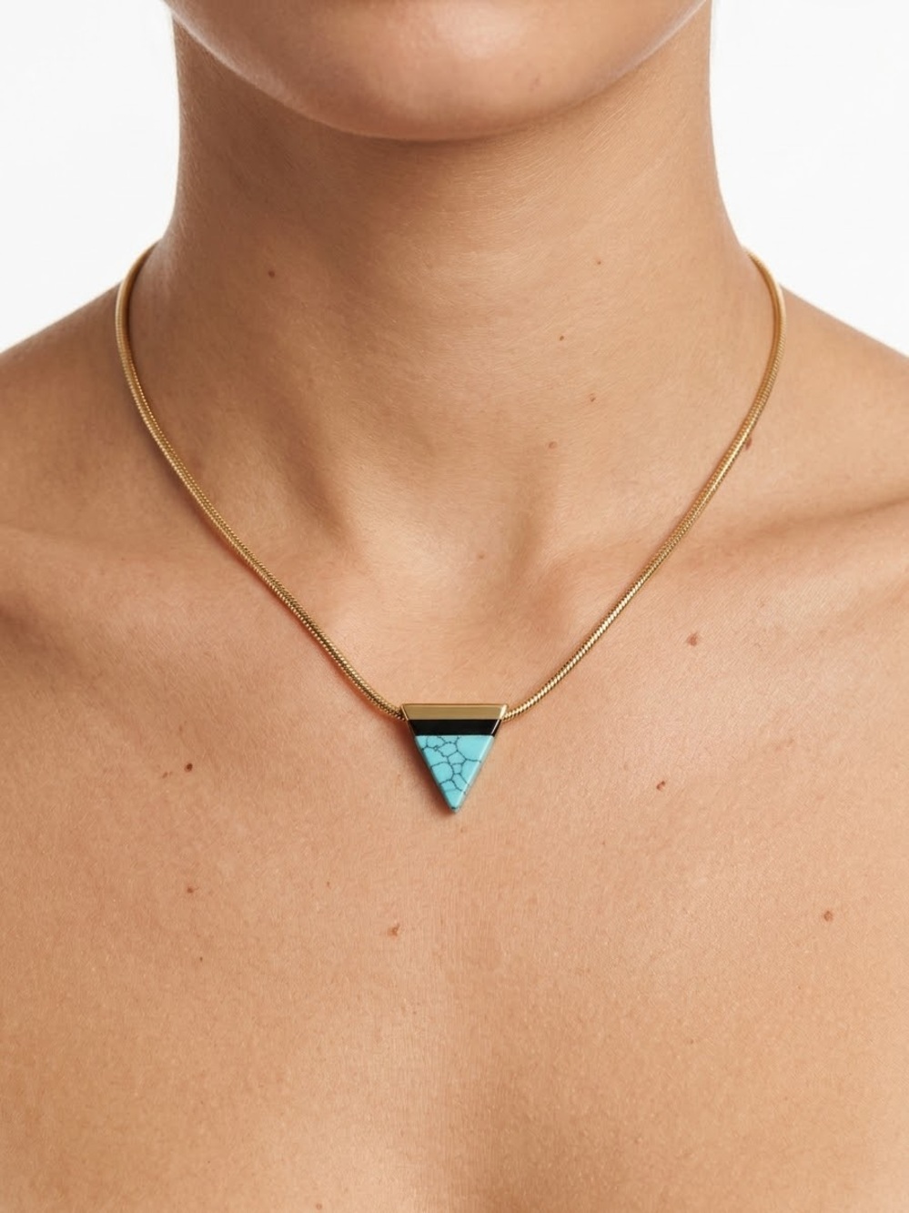 J.Crew Gold Chain Necklace with Turquoise Triangle Pendant